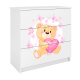 Babydreams barnekommode med bamse med sommerfugler, m. 3 skuffer - hvit laminat
