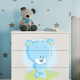 Babydreams barnekommode med bl bamse, m. 3 skuffer - hvit laminat
