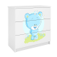 Babydreams barnekommode med bl bamse, m. 3 skuffer - hvit laminat