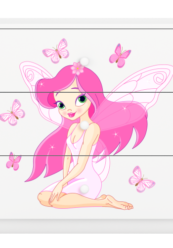 Babydreams barnekommode med fe og sommerfugler, m. 3 skuffer - hvit laminat