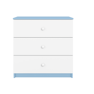 Babydreams brnekommode, m. 3 skuffer - hvid og bl laminat