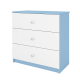 Babydreams kommode for barn, m. 3 skuffer - hvit og bl laminat
