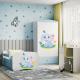 Babydreams barnekommode med elefant og sommerfugler, m. 3 skuffer - hvit og bl laminat