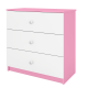Babydreams kommode for barn, m. 3 skuffer - hvit og rosa laminat