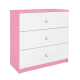 Babydreams kommode for barn, m. 3 skuffer - hvit og rosa laminat