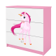 Babydreams barnekommode med enhjrning, m. 3 skuffer - hvit og rosa laminat