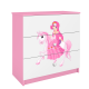 Babydreams barnekommode med prinsesse p hest, m. 3 skuffer - hvit og rosa laminat