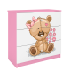 Babydreams Kinderkommode mit Teddybär und Blumen, 3 Schubladen - Laminat weiß und rosa
