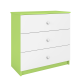 Babydreams kommode for barn, m. 3 skuffer - hvit og grnn laminat