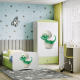 Babydreams barnekommode med liten dino, m. 3 skuffer - hvit og grnn laminat