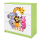 Babydreams barnekommode med dyrehagedyr, m. 3 skuffer - hvit og grnn laminat