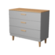 KOCOT Denver Kommode mit 3 Schubladen – Chinchillagraue Spanplatte und natürliches Hickory-/Eichenfurnier