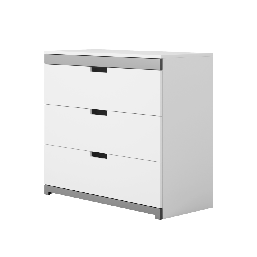 Tomi barnekommode, m. 3 skuffer - hvit laminat