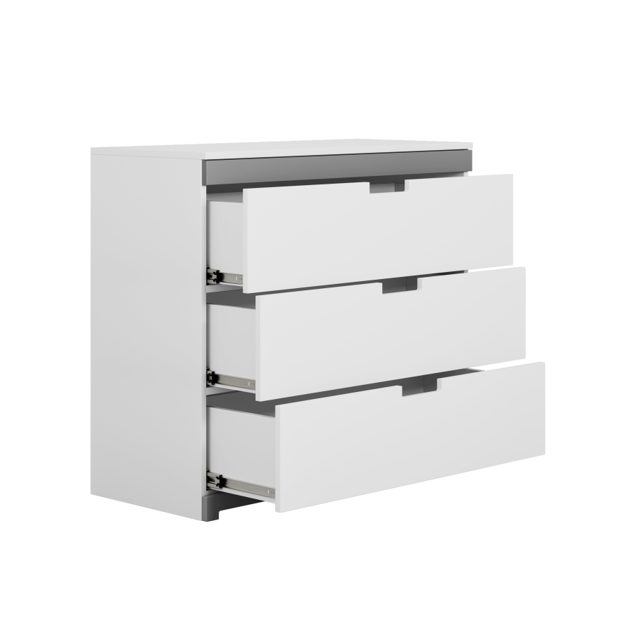 Tomi barnekommode, m. 3 skuffer - hvit laminat