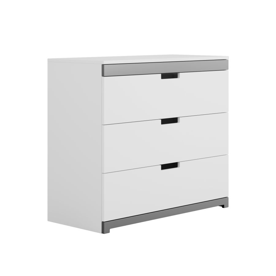 Tomi barnekommode, m. 3 skuffer - hvit laminat