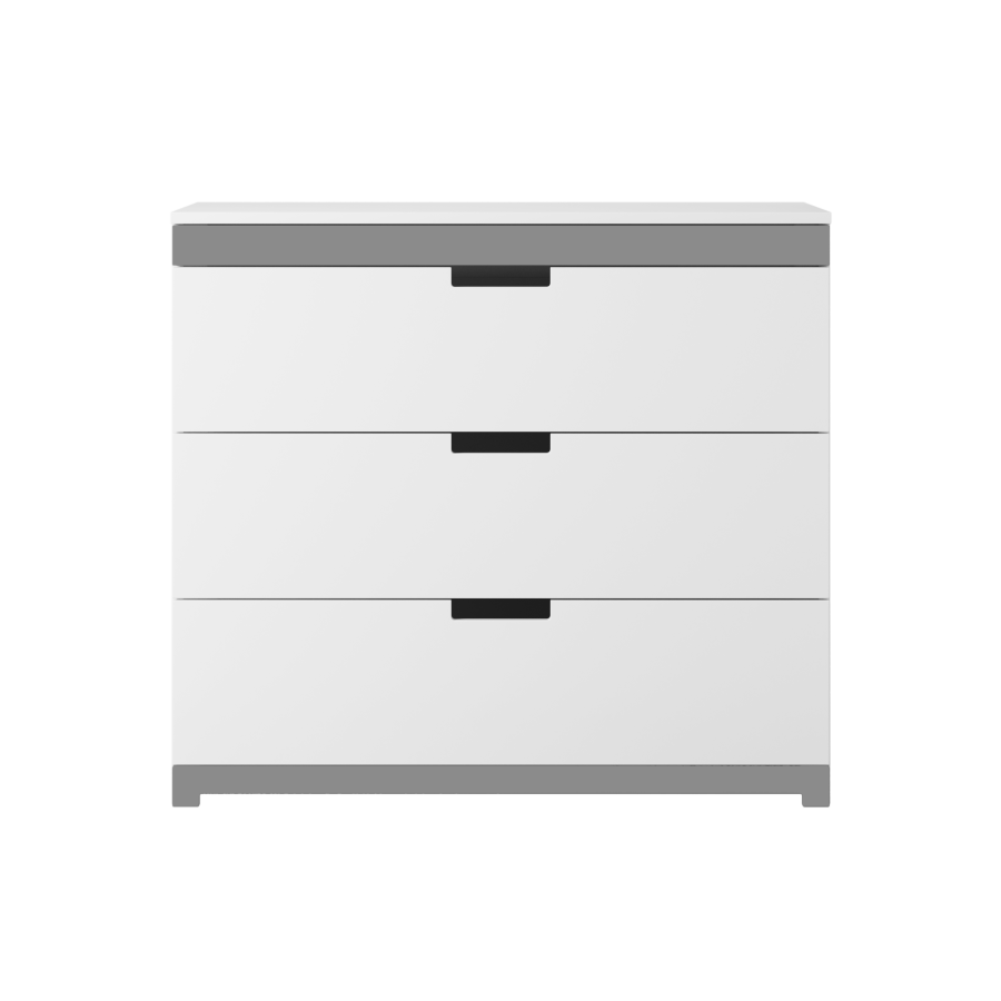 Tomi barnekommode, m. 3 skuffer - hvit laminat