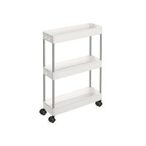 SONGMICS KSC007W01 rullevogn, m. 3 hylder, hjul - hvid polypropylen og st�l