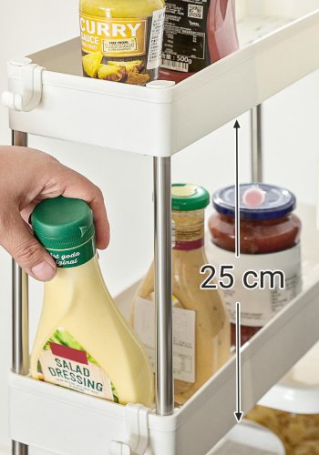 SONGMICS KSC007W01 rullevogn, m. 3 hylder, hjul - hvid polypropylen og st�l