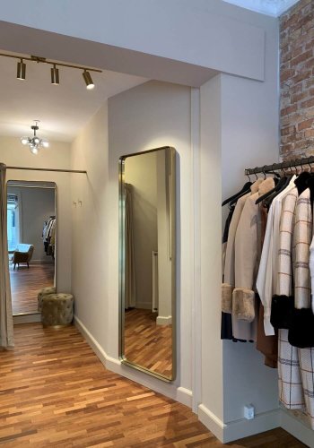 KARE DESIGN Curve rektangulrt speil i messing - speilglass og messingbelagt ramme, firkantet (200x70)