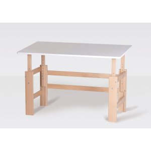 Manis-H H�henverstellbarer Schreibtisch mit Buchenholzgestell 115 cm - Schreibtisch 115 cm: 60/80 x 115 x 65 cm
