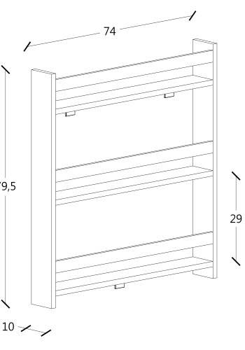 VCM NORDIC Kidos Wandregal für Kinder, mit 3 offenen Fächern - Holz weiß