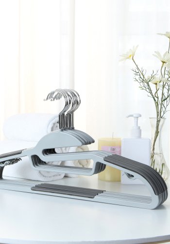 SONGMICS CRP41G t�jb�jle/jakkes�tsb�jle, S-formet �bning, skridsikker, 360� drejelig krog - metalkrog og lysegr�/m�rkegr� plastik (s�t med 20)