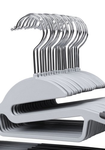 SONGMICS CRP41G t�jb�jle/jakkes�tsb�jle, S-formet �bning, skridsikker, 360� drejelig krog - metalkrog og lysegr�/m�rkegr� plastik (s�t med 20)