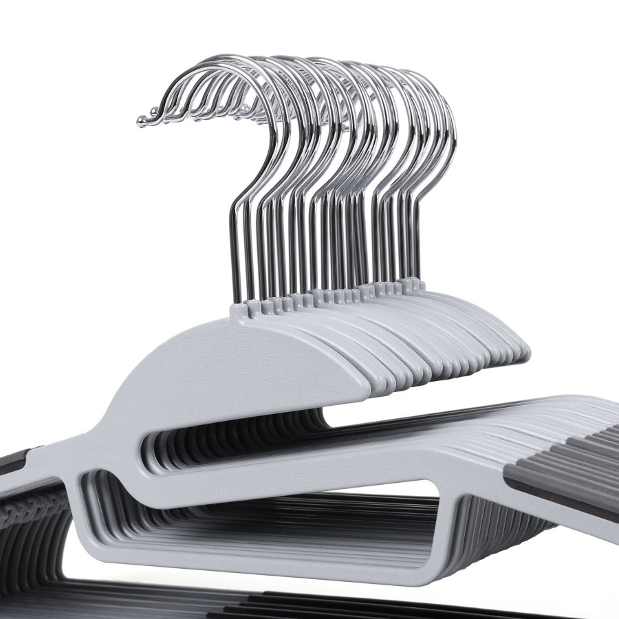 SONGMICS CRP41G t�jb�jle/jakkes�tsb�jle, S-formet �bning, skridsikker, 360� drejelig krog - metalkrog og lysegr�/m�rkegr� plastik (s�t med 20)