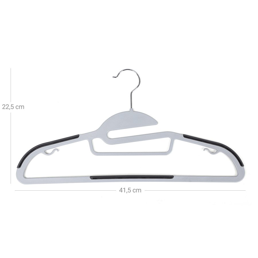 SONGMICS CRP41G t�jb�jle/jakkes�tsb�jle, S-formet �bning, skridsikker, 360� drejelig krog - metalkrog og lysegr�/m�rkegr� plastik (s�t med 20)