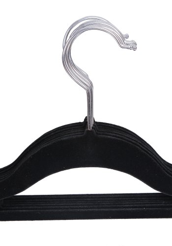 SONGMICS kleshenger, sklisikker, 2 hakk, bussstang, 360 graders dreibar krok - svart flyel (sett med 50 stk)