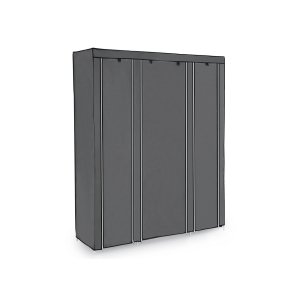 SONGMICS B�rbar Garderobe, Sammenklappelig Skab, T�jopbevaringsorganisator med B�jleskinne, Hylder, Stofbetr�k, Til Sovev�relse, Garderobe, 150 x 45 x 175 cm, Gr� LSF03G