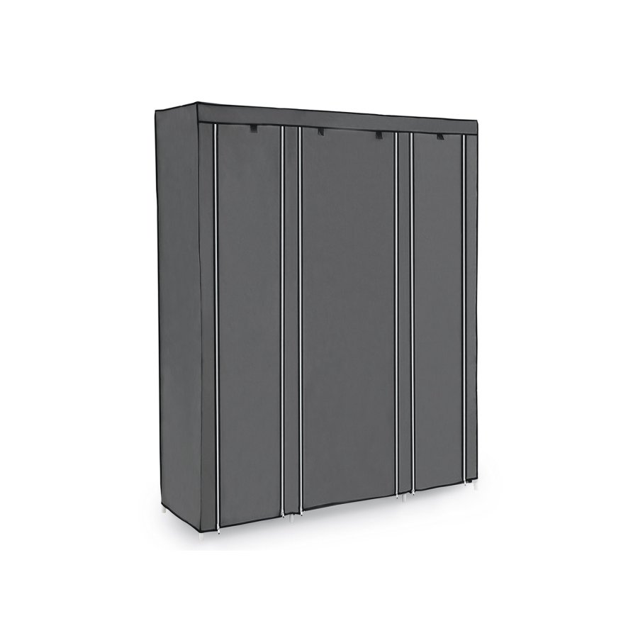 SONGMICS B�rbar Garderobe, Sammenklappelig Skab, T�jopbevaringsorganisator med B�jleskinne, Hylder, Stofbetr�k, Til Sovev�relse, Garderobe, 150 x 45 x 175 cm, Gr� LSF03G