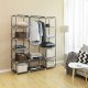 SONGMICS B�rbar Garderobe, Sammenklappelig Skab, T�jopbevaringsorganisator med B�jleskinne, Hylder, Stofbetr�k, Til Sovev�relse, Garderobe, 150 x 45 x 175 cm, Gr� LSF03G