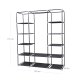 SONGMICS B�rbar Garderobe, Sammenklappelig Skab, T�jopbevaringsorganisator med B�jleskinne, Hylder, Stofbetr�k, Til Sovev�relse, Garderobe, 150 x 45 x 175 cm, Sort LSF03H
