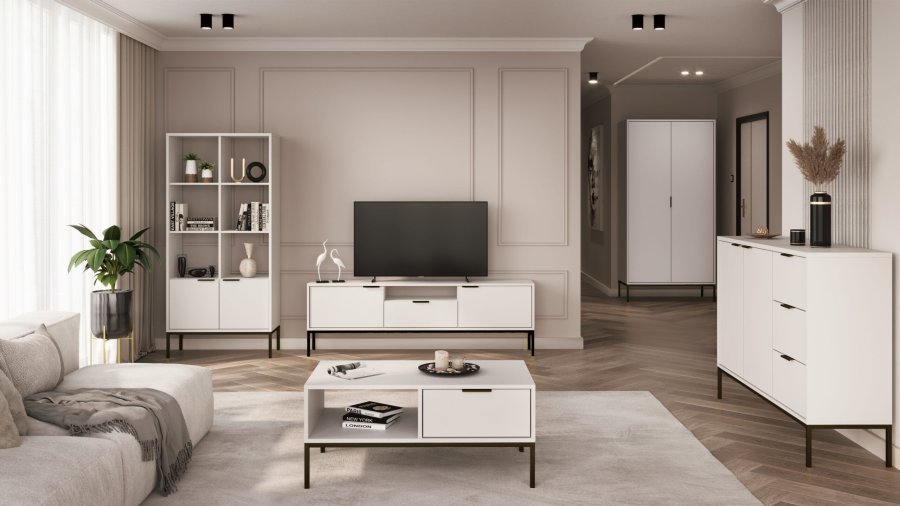 KOCOT Austin Kleiderschrank in Wei und Schwarz