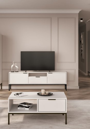 KOCOT Austin TV-Schrank 135 wei & schwarz