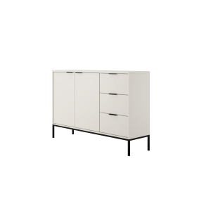 KOCOT Austin kommode, m. 2 lger, 2 hylder og 3 skuffer - hvid lamineret spnplade og sort stl