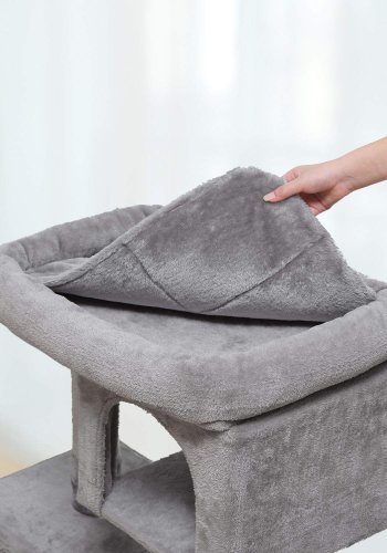 FEANDREA Kradsetr�, Kompakt Kattehus med 2 Huler, Lysegr� PCT61W