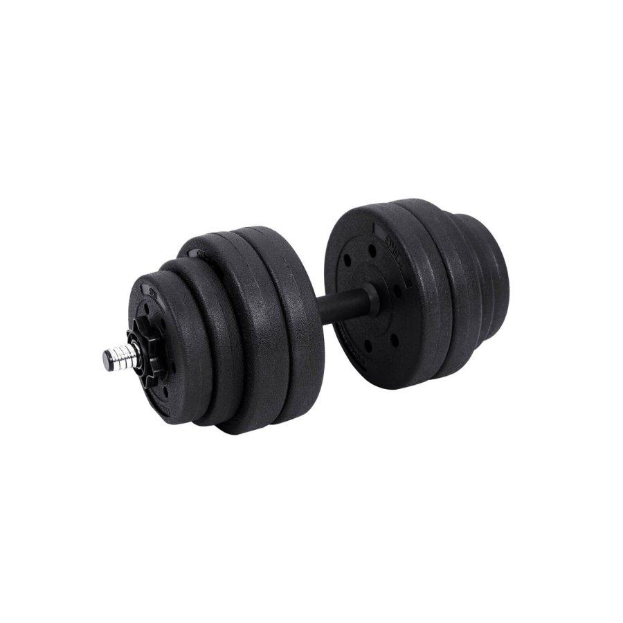 SONGMICS SYL30HBK 2-in-1 Hantelset, mit 1 zus&auml;tzlicher Langhantel, verstellbar, rund - schwarze Kunststoffabdeckung mit Beton- und Sandf&uuml;llung und Stahl (2x15kg)