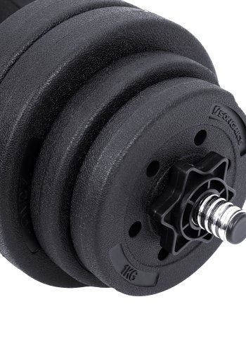 SONGMICS SYL30HBK 2-in-1 Hantelset, mit 1 zus&auml;tzlicher Langhantel, verstellbar, rund - schwarze Kunststoffabdeckung mit Beton- und Sandf&uuml;llung und Stahl (2x15kg)