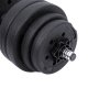 SONGMICS SYL30HBK 2-in-1 Hantelset, mit 1 zus&auml;tzlicher Langhantel, verstellbar, rund - schwarze Kunststoffabdeckung mit Beton- und Sandf&uuml;llung und Stahl (2x15kg)