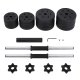 SONGMICS SYL30HBK 2-in-1 Hantelset, mit 1 zus&auml;tzlicher Langhantel, verstellbar, rund - schwarze Kunststoffabdeckung mit Beton- und Sandf&uuml;llung und Stahl (2x15kg)