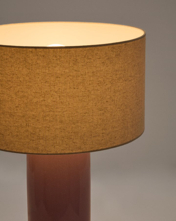 KAVE HOME Toneric keramisk bordlampe med lilla overflate og bomull