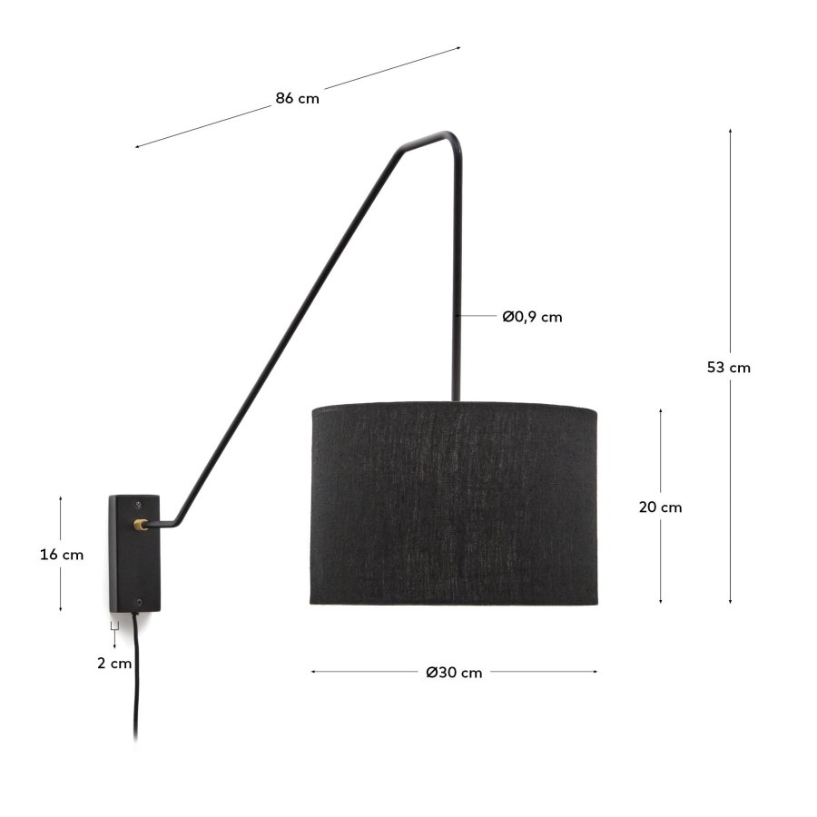 KAVE HOME Jex vegglampe laget av svartmalt metall