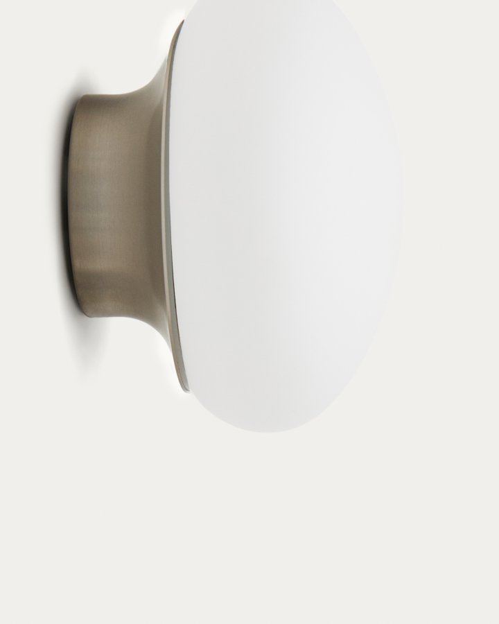 KAVE HOME Bamila vegglampe i rkt glass og nikkel 15 cm