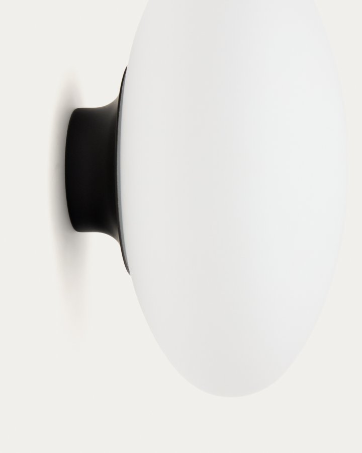 KAVE HOME Bamila vegglampe i rkt glass og svart metall 25 cm