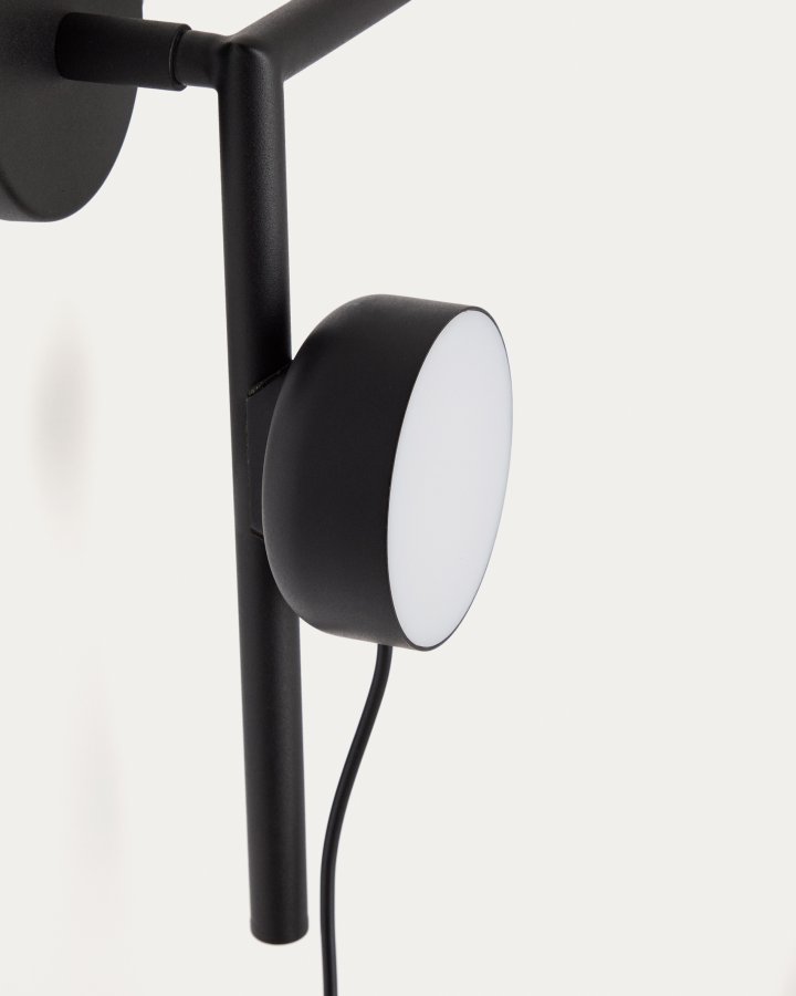 KAVE HOME Orey vegglampe i svart metall med spotlight i flere posisjoner