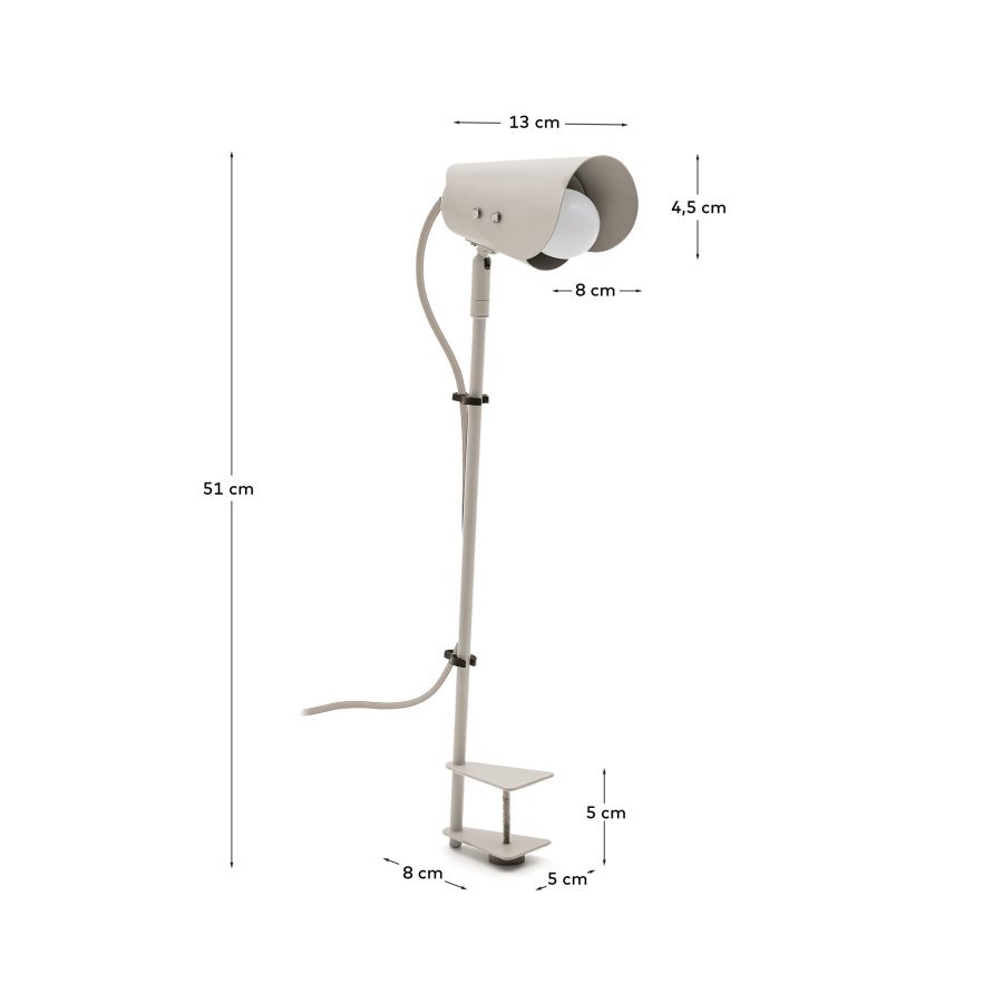 KAVE HOME Jula skrivebordslampe med klemme i grtt metall