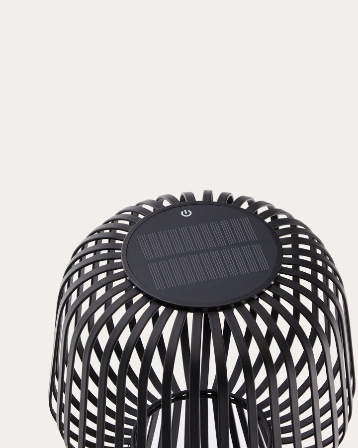 KAVE HOME Reiba solcelledrevet bordlampe i svart metall