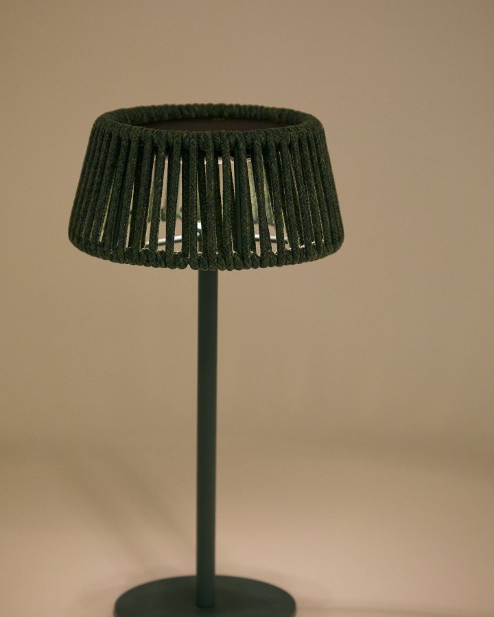 KAVE HOME Aldet utendrs solcelledrevet bordlampe i turkis tauledning